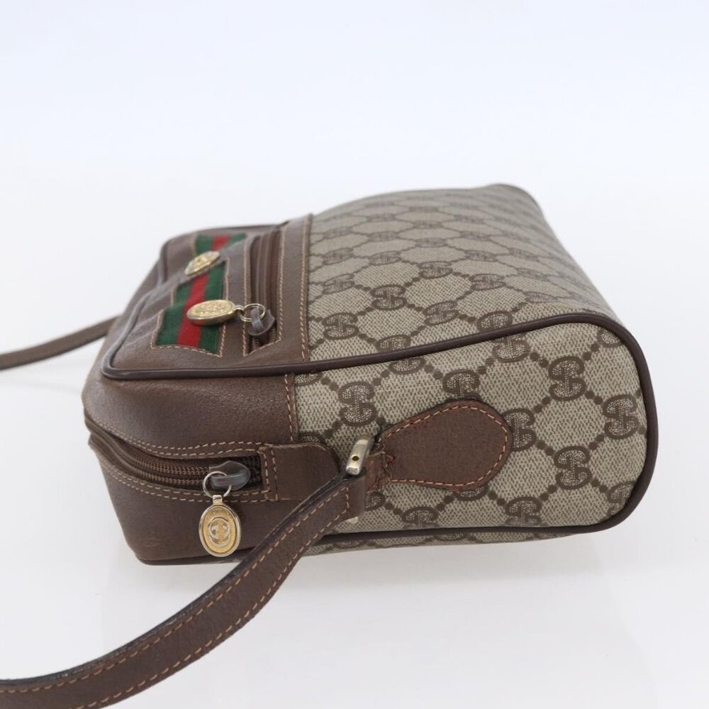 GUCCI GG Supreme Web Sherry Line Shoulder Bag PVC Beige Red Green Auth 97406 - Picture 4 of 16